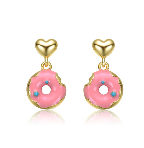 GigiGirl Heart Donut Charm Earrings Pink One Size 3