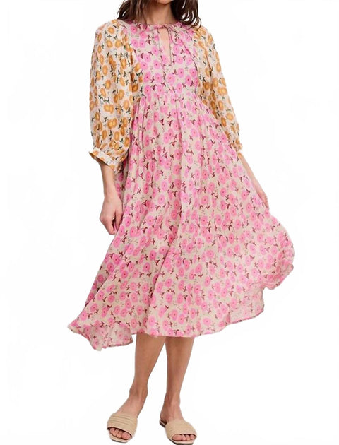 Ultramarine Payton Blossom Midi Dress Pink Medium 2