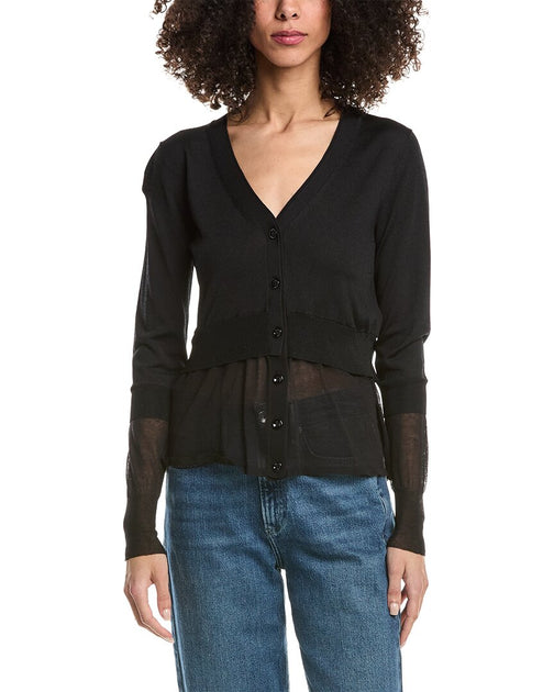 3.1 Phillip Lim Cardigan Double Couche Col V Noir S 2
