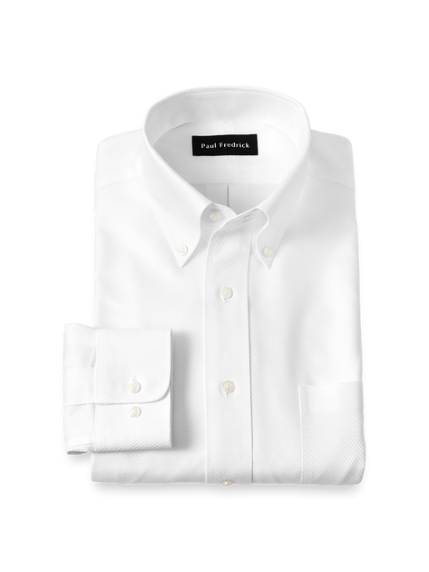 Paul Fredrick Cotton Twill Button Down Collar Dress Shirt White US 16 32/33 3