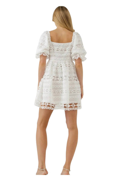 August Apparel Puff Pastry Dress White Medium 4