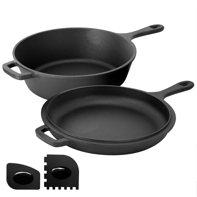 Megacheprep 10.5 Inch 2-in-1 Cast Iron Skillet Set 3