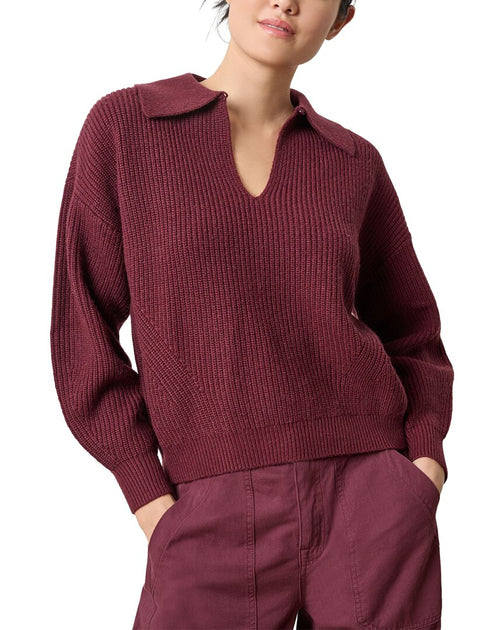 Lilla P Keyhole Rib Sweater Red XS 2