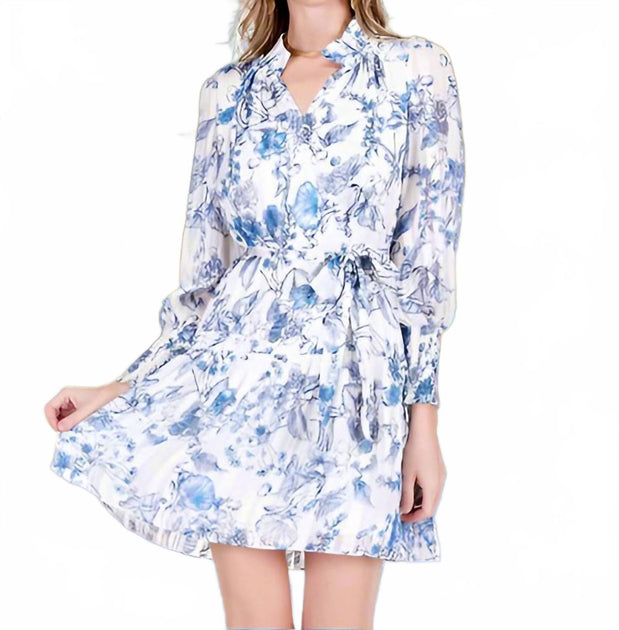 Jade Slit Neck Flounced Hem Dress White Small 3