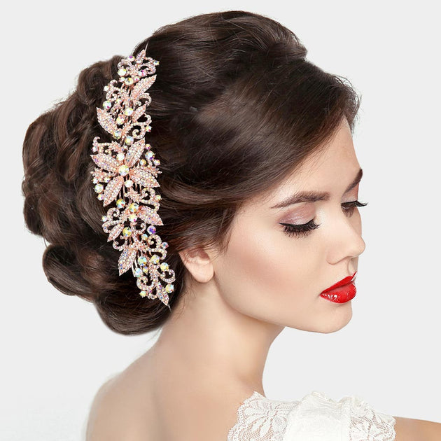 FASHNZFAB Leaf Cluster Hair Comb Gold 10in 4