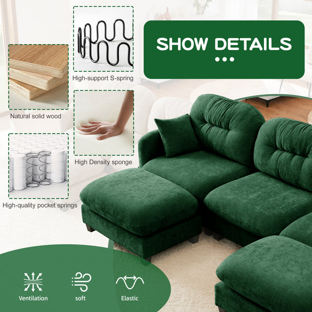 Streamdale Cloud Sectional Couch Green 4