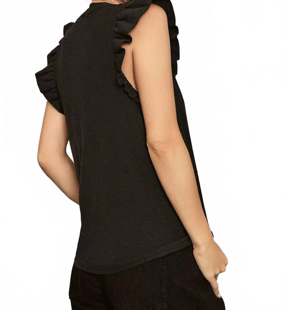 Nation LTD Letta Ruffle Tank Top Black Small 3