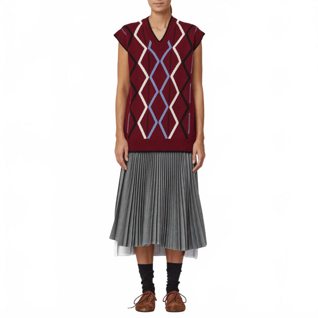 Plan C Rhombus Intarsia Vest Red US 2 3