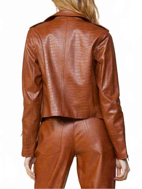 SKIES ARE BLUE Biker Jacket Brown Large 3
