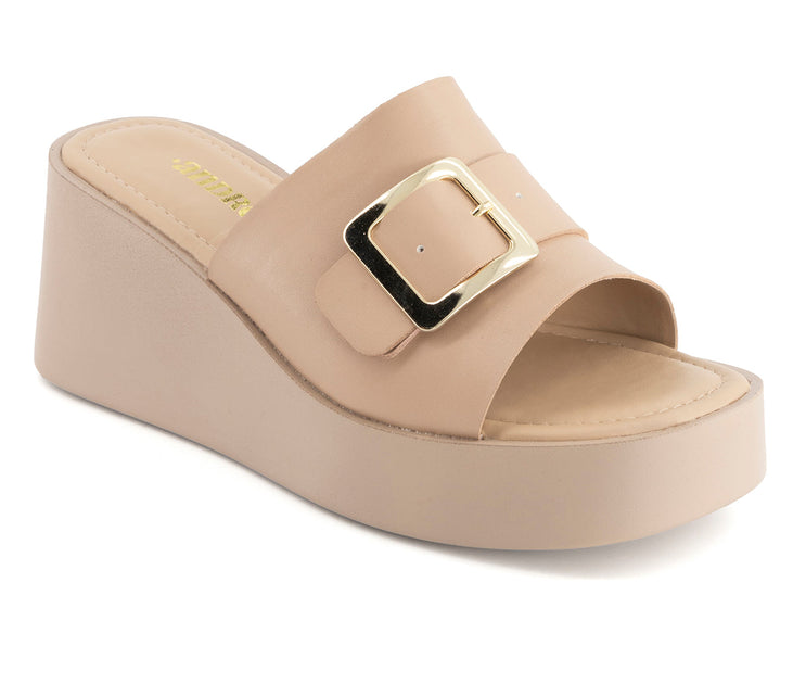 Andrea Wedge Platform Slide Sandals Beige US 10 3
