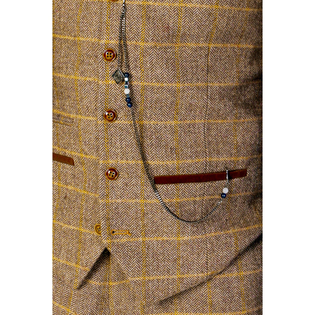 Paul Andrew Harris Tweed Waistcoat Brown US 44 4