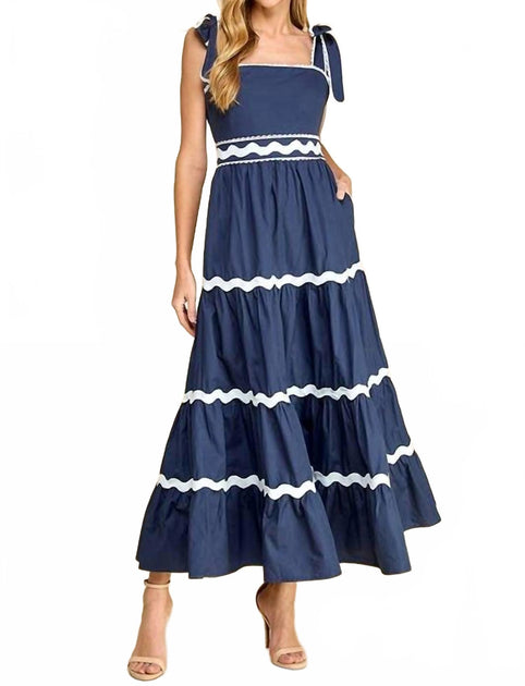 TCEC Ricrac Detail Midi Dress Blue Large 3