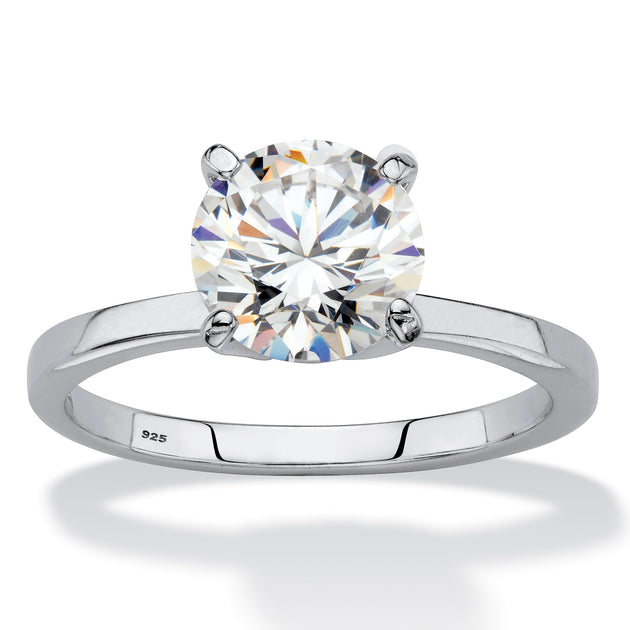 Palm 1.85 TCW Created White Sapphire Platinum/Sterling Silver Ring Silver US 10 2