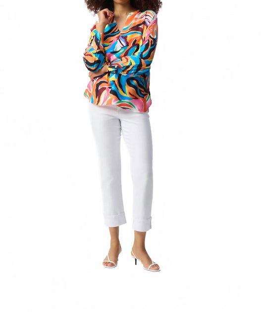 Joseph Ribkoff Boxy Top Vanilla/Multicolor US 14 2