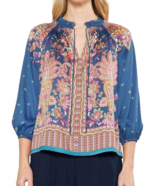 Current Air Paisley 3/4 Sleeve Blouse Multi Small 2