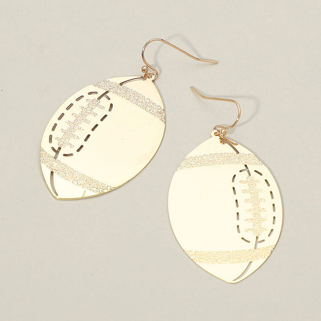 FASHNZFAB Metal Cutout Football Dangle Earrings Silver 4