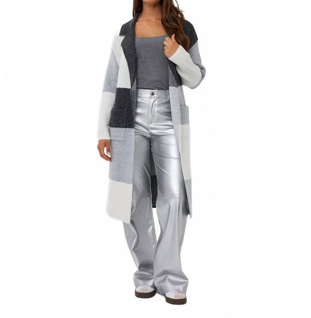 ESQUALO Colour Block Long Cardigan Grey XS 3