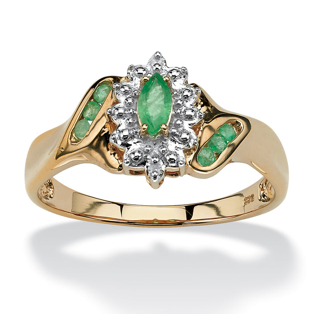 Palm Emerald Diamond Accent Sterling Silver Ring Green US 8 2