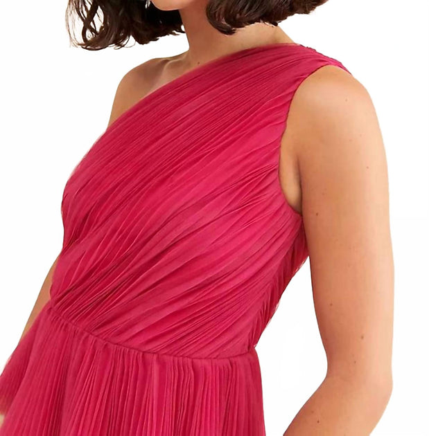 Hutch Lia Peplum One Shoulder Tulle Top Pink Medium 3