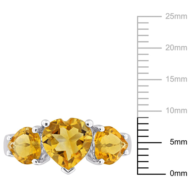 Mimi & Max 3-Stone Heart Citrine Ring Orange US 7.5 4