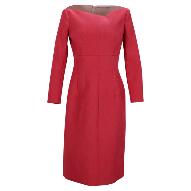 Emilia Wickstead Boat Neck Midi Dress In Red Polyester | ShopSimon Emilia Wickstead Boat Neck Midi Dress In Red Polyester | ShopSimon