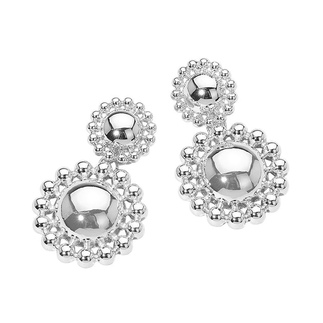 FASHNZFAB Double Cluster Drop Earrings Silver 3
