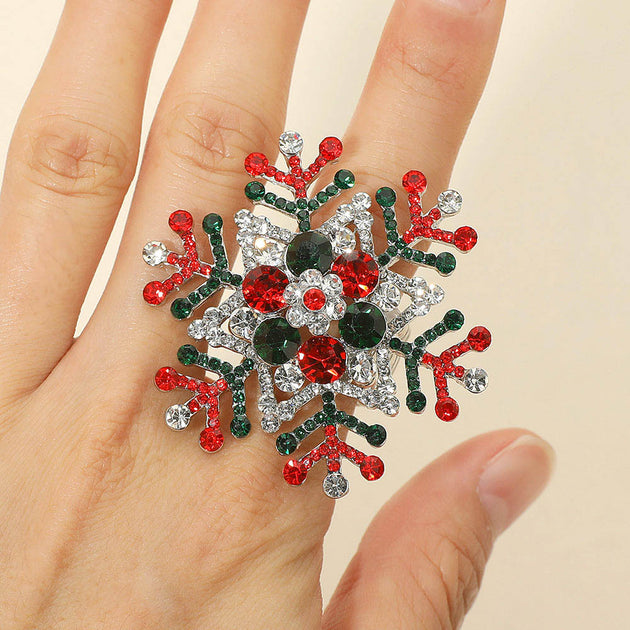 FASHNZFAB Snowflake Stretch Ring Silver One Size 2