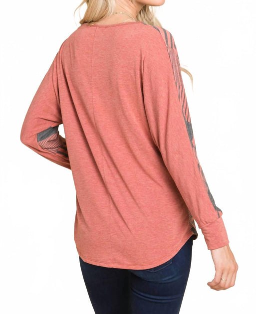 Emerald Collection Stripe Dolman Sleeves Top Pink Small 3