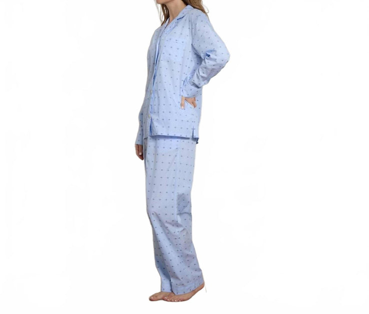 The Sleep Code Dobby Cotton Long Pj Set Blue XS 4