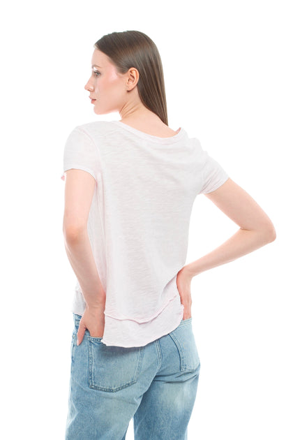 WILT Short Sleeve Mock Layer Tee Multi Medium 3