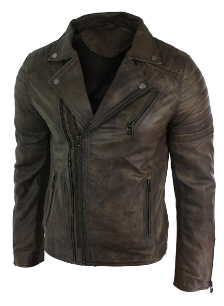 TruClothing Brando Cross Zip Leather Jacket Multi 4XLarge 3
