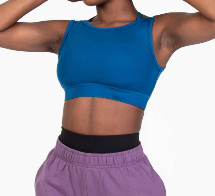 Body Wrappers Double Layer Bra Top Blue Small 3