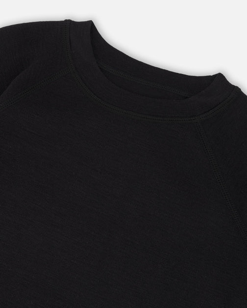 Deux par Deux Merino Wool Base Layer Set Black US 8 4