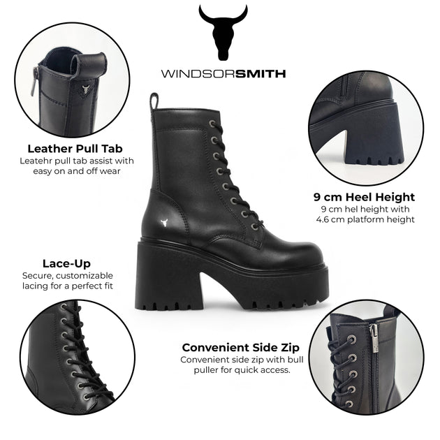 Windsorsmith Totally Black Platform Ankle Boots Black EU 36 3