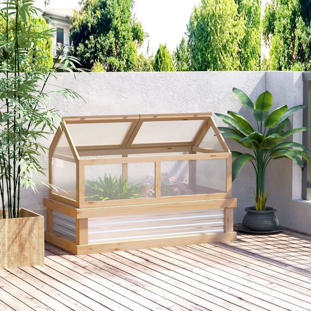 Hivvago Wooden Elevated Planter Natural 3