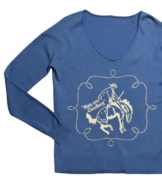 Tasha Polizzi Ride Em Pullover Blue Large 3