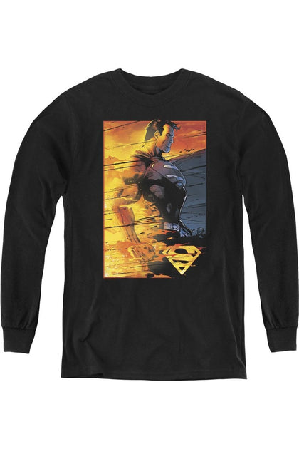 Gildan Superman Long Sleeve Tee Black XLarge 2