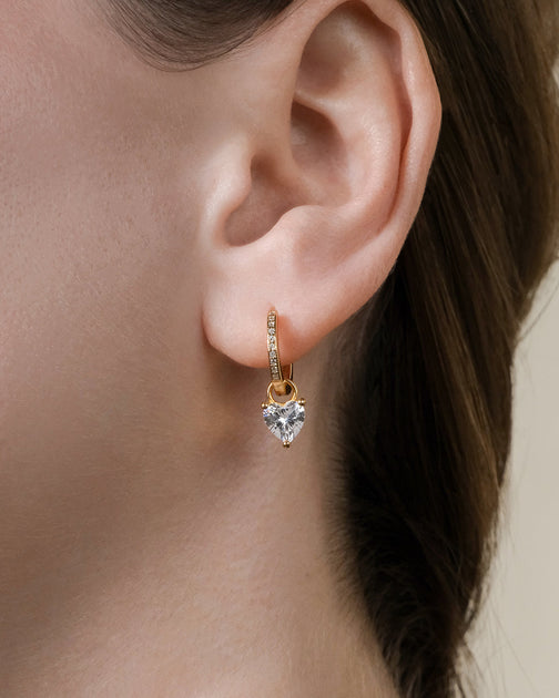 Sterling Forever Eugenia Heart Cut CZ Dangle Micro Hoops Silver 2
