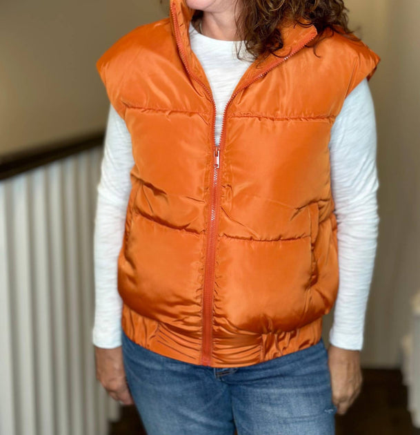 LOVE TOKEN Vika Puffer Vest Orange Large 2