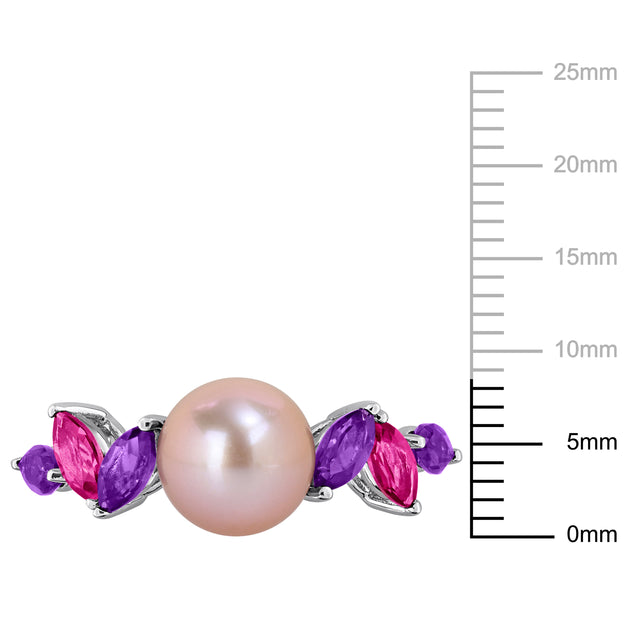 Mimi & Max Pearl Amethyst Topaz Ring Sterling Silver Purple US 7 4