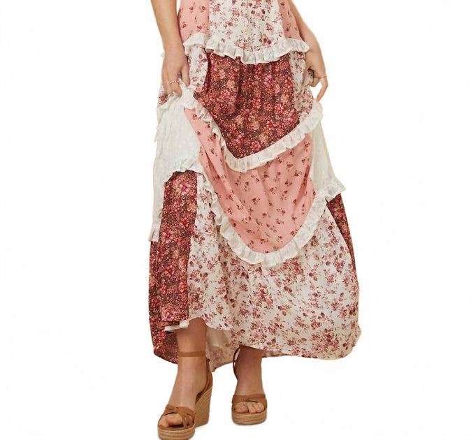 Rosa Clothing Parfait Patchwork Maxi Dress Pink Medium 2