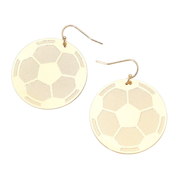 FASHNZFAB Soccer Plate Dangle Earrings Gold 3