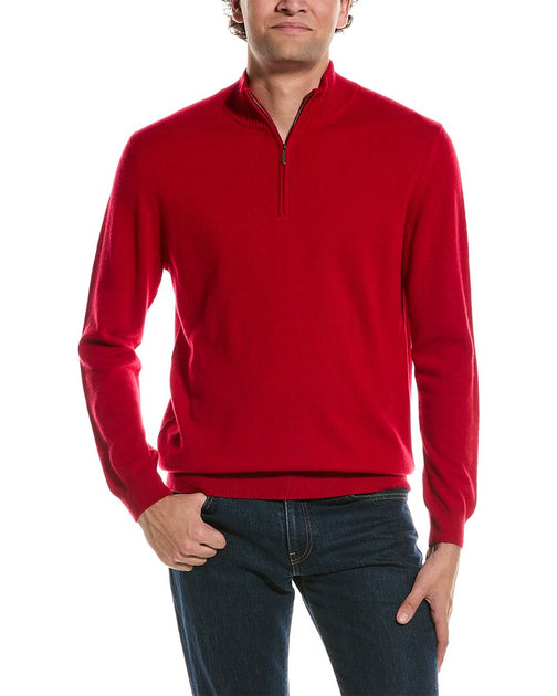 Forte Cashmere Mock Neck 1/4-Zip Pull Rouge Large 2