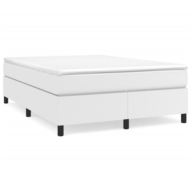 vidaXL Box Spring Bed Frame White Queen Faux Leather 3