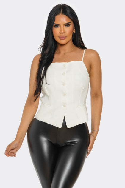 TRUEDAMES Square Neck Corset Top White Small 2