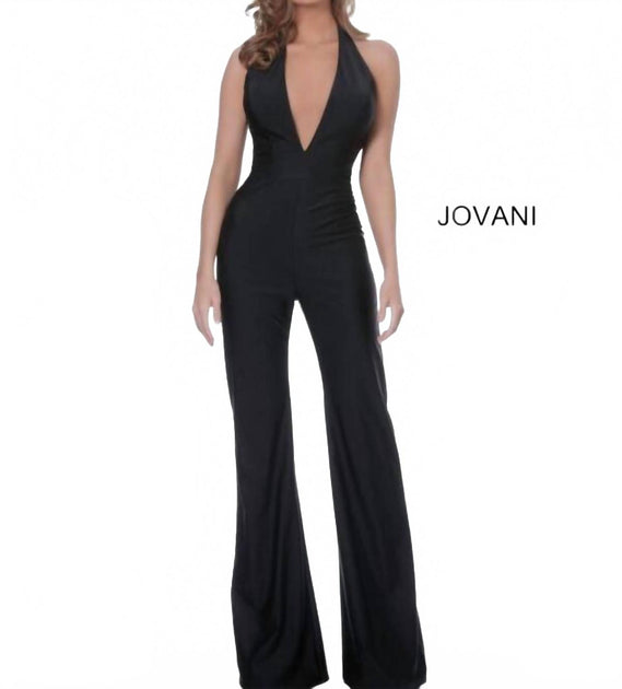 Jovani Halter Neckline Backless Jumpsuit Black US 8 3