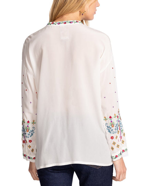 Johnny Was Audrey Seidenhemd Weiß Medium 3