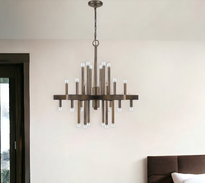 Hivvago Candle Style Multi Light Metal Dimmable Chandelier Brown 2