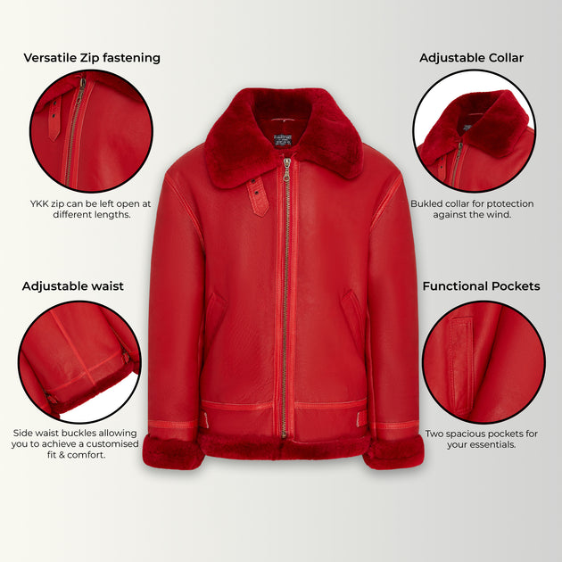 Infinity B3 Bomber Aviator Jacket Red US 34 4
