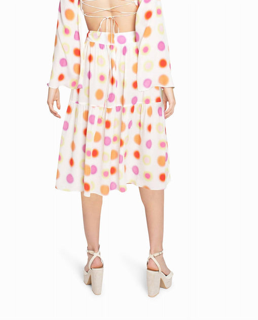Nicole Miller Silk Midi Skirt White Large 3